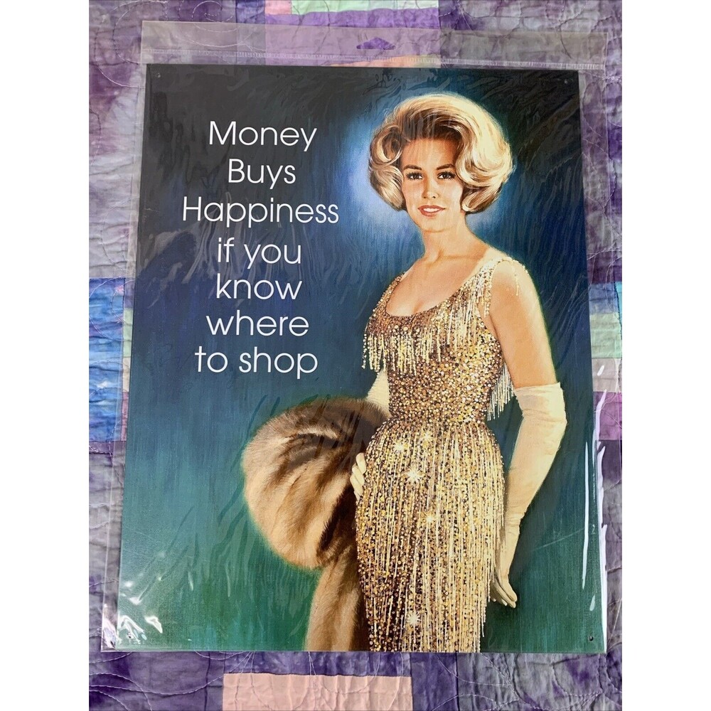 Money Buys Happiness 12.5x16 Tin Metal Sign She Shed Garage Bar Wall Decor